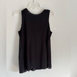 Marla Wynne Black Sleeveless Blouse Flowy Tunic Slit with Tank Size S NWT
